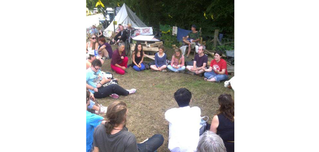 Quaker worship at fracking protest