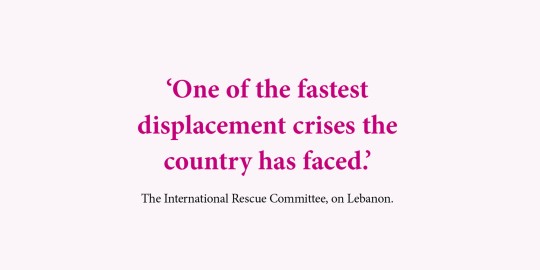 'One of the fastest displacement crises the country has faced.' - The International Rescue Committee, on Lebanon.