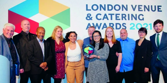 The FH team winning a customer service award.